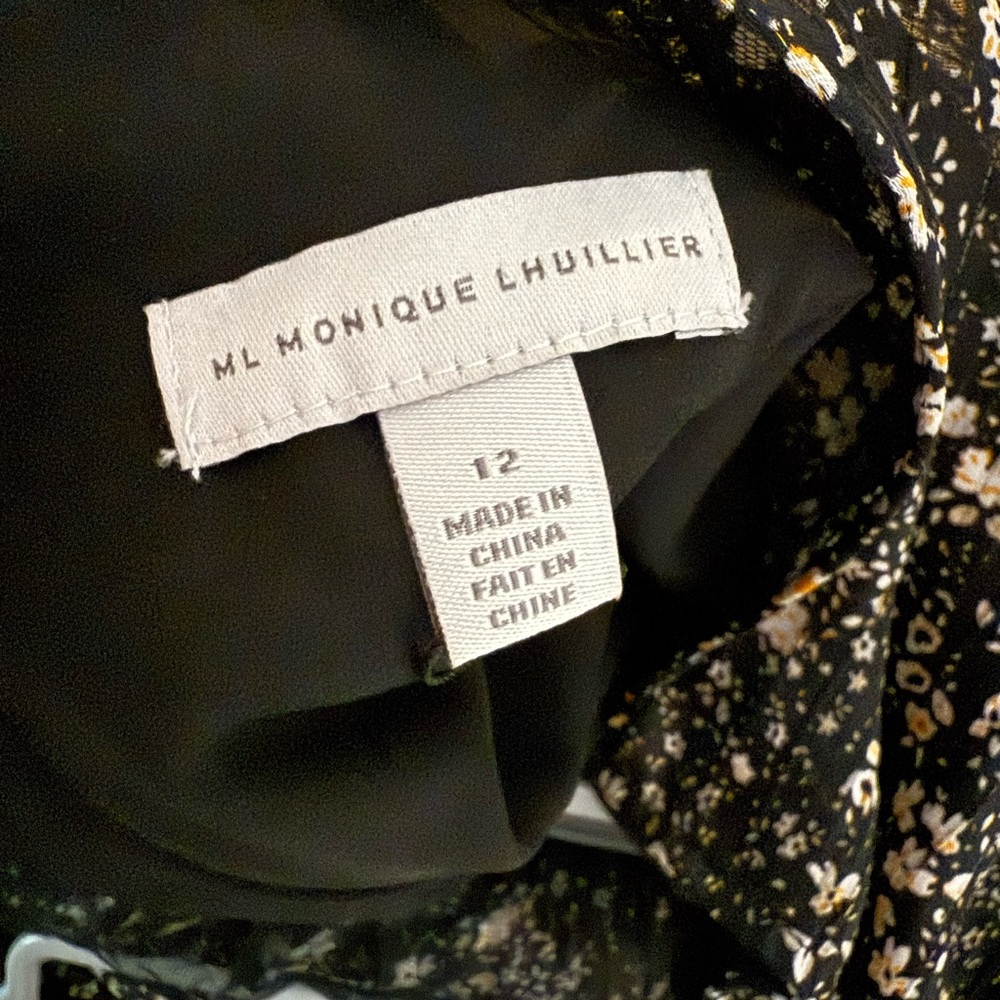 NWT ML MONIQUE LHUILLIER Floral Maxi Dress In Black‎ - Picture 3 of 11